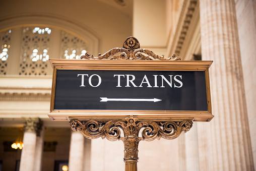 Union Station Sign To Trains Chicago Architecture Midwest USA