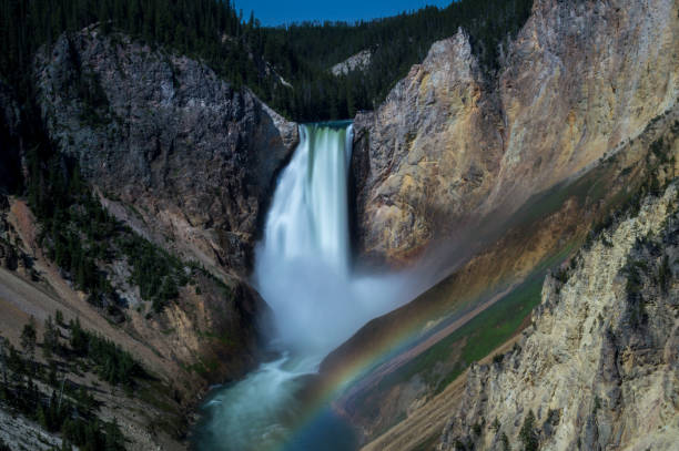 Lower Yellowstone Falls closeup, Wyoming stock photo