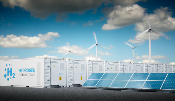 istock Power to gas concept with fresh sunny sky. 884011936