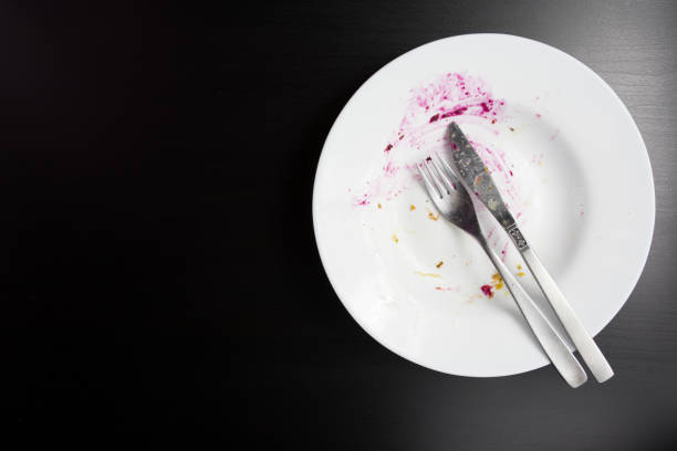istock Top view of empty dirty plate 884015564