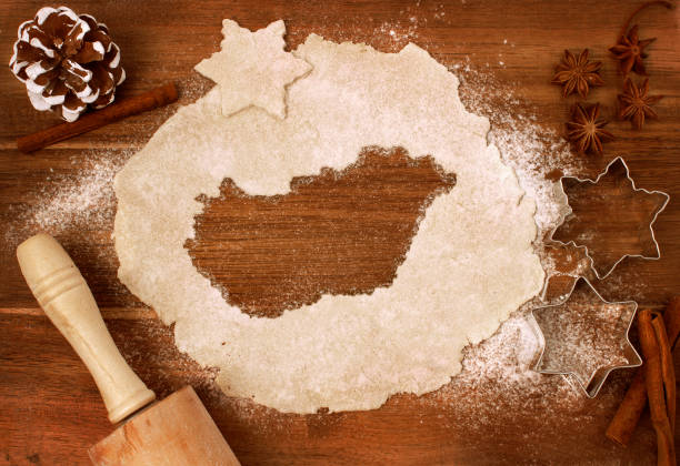 Cookie dough cut as the shape of Hungary (series)