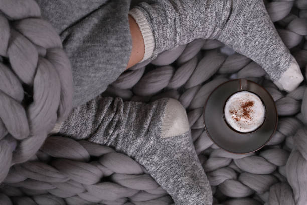 istock Cozy ,lazy with cup of coffee and warm blanket. 884042304