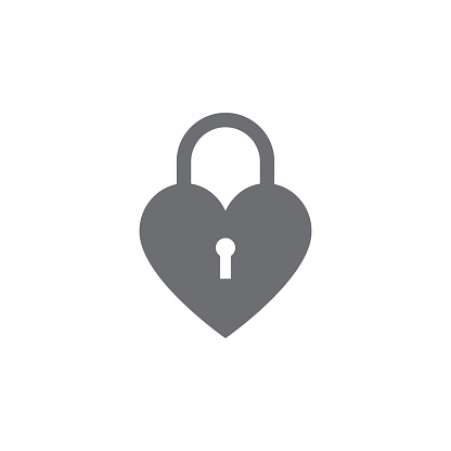 Heart lock icon on white background. Vector illustration