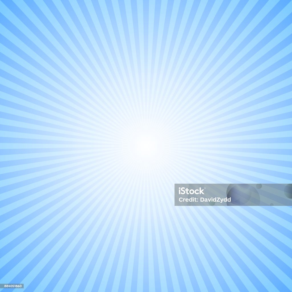 Abstrakte dynamische Sonnenstrahlen Hintergrund - blaue Vektor-Illustration von radialen Streifen - Lizenzfrei Blau Vektorgrafik