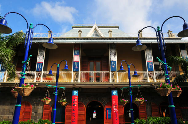 Port Louis, Mauritius, July 28th, 2008: bands adverstising the exhibition at the Blue Penny Museum, creole style colonial mansion - photo by M.Torres