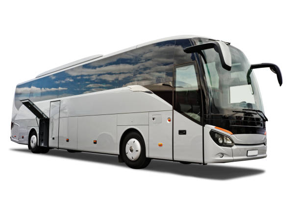 istock Tour bus with open luggage compartment. 884054828