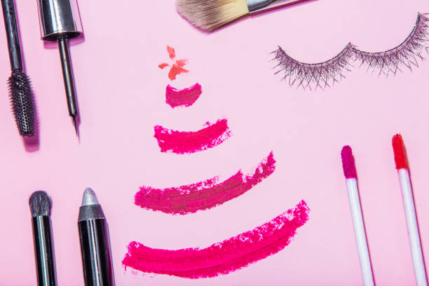 istock Preparation for Christmas or New year  beauty flat lay cosmetics top view composition 884055084