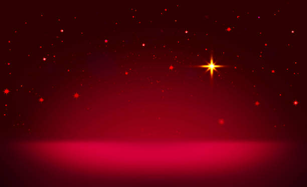 Christmas star and red abstract sky Red abstract background with stars. Red sky background and Christmas star . schmuckkörbchen stock illustrations