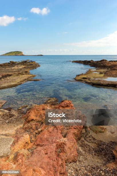 The Coast Of Des Canar In Ibiza Balearic Islands Stock Photo - Download Image Now - Beach, Beauty, Blue