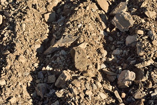 The soil that there is in the Priorat, for the plantation of vineyards, near the Vilella Alta village, Tarragona province, Spain