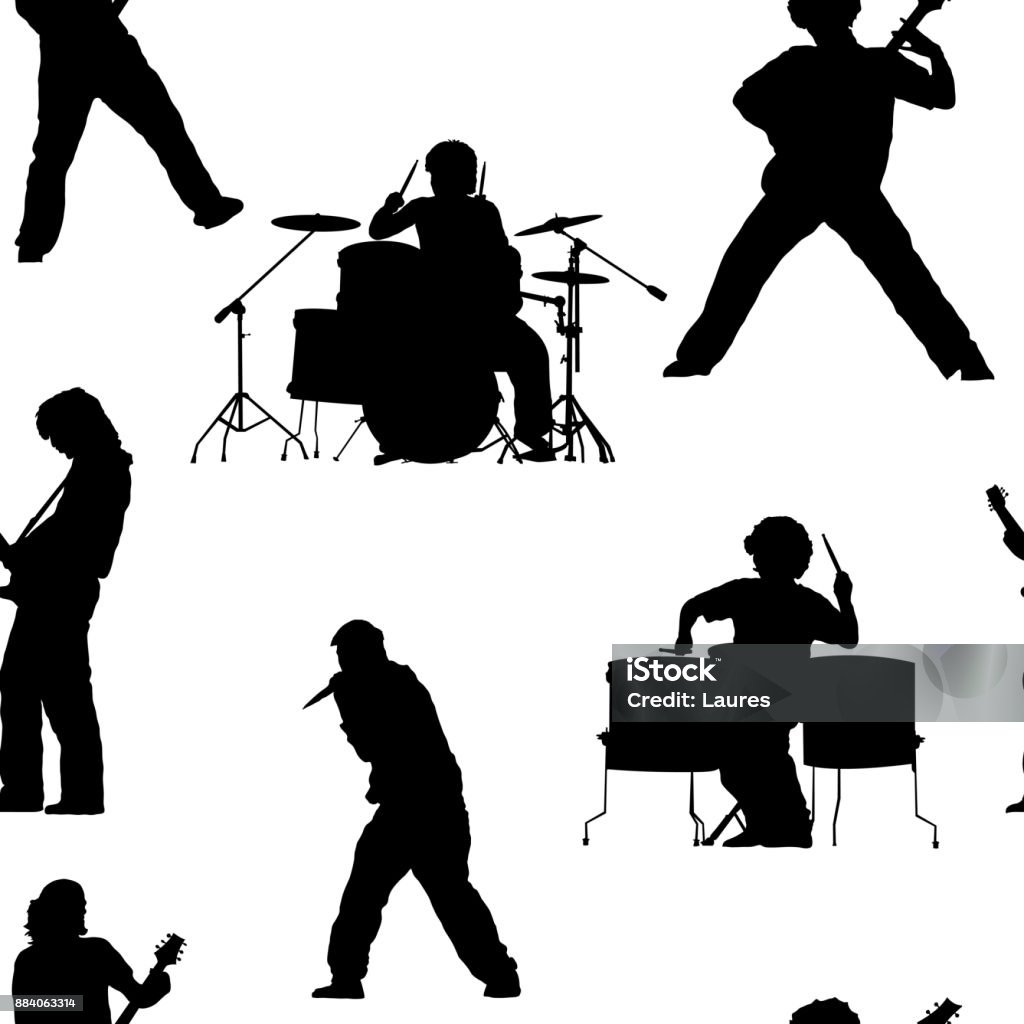 Seamless pattern with rock musicians Seamless pattern with rock musicians. Vector background for your design. Rock Group stock vector