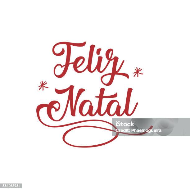 Ilustración de Feliz Navidad En Portugués Tarjeta De Felicitación De Letras Caligráficas Vacaciones y más Vectores Libres de Derechos de Navidad