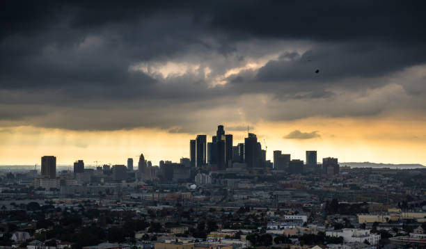 istock Dramatic Stormy Sky Over Downtown and Chinatown, Los Angeles 884069682
