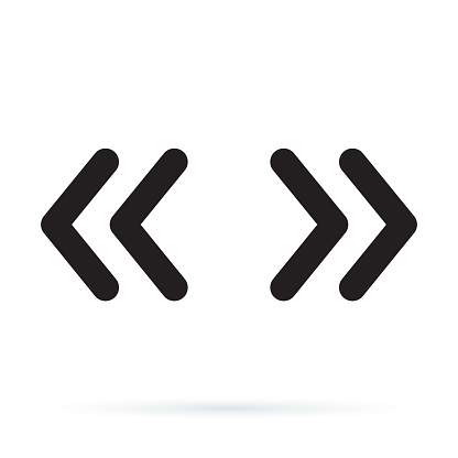 Vector double rounded chevron arrows. Fast forward, skip or next and previous sidebar tab icon. Web Symbol isolated on white background