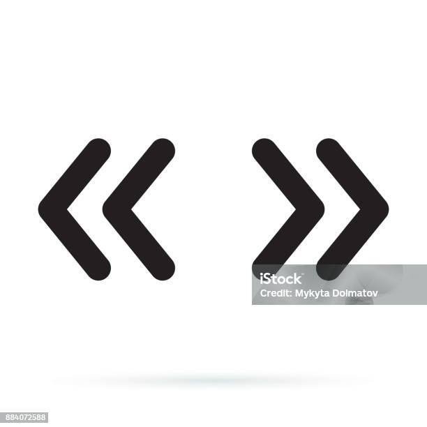 Vector Double Rounded Chevron Arrows Fast Forward Skip Or Next And Previous Sidebar Tab Icon Stock Illustration - Download Image Now