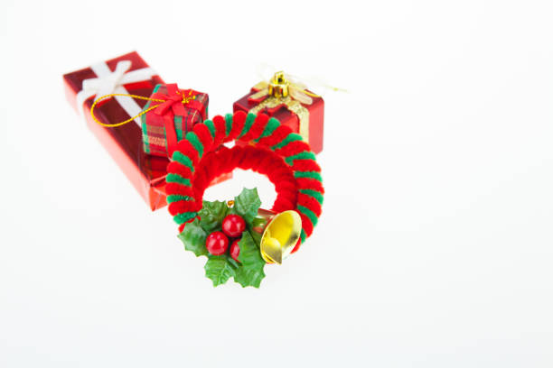 istock Gift boxes and decoration Christmas Day and New Year's isolated on a white surface. 884073270