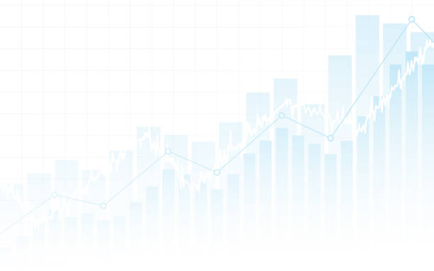 傾向線グラフと白い色の背景上の株式市場に棒グラフを抽象的な金融チャート - stock market white colors finance点のイラスト素材／クリップアート素材／マンガ素材／アイコン素材