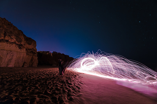 Light painting photo session with professional British fashion model Rosemary Lloyds 