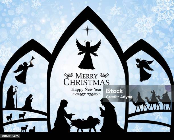 Nativity Stock Illustration - Download Image Now - Christmas, In Silhouette, Three Wise Men