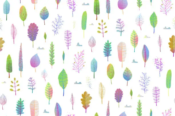 Vector illustration of Delicate Nature Leaves Seamless Pattern Background