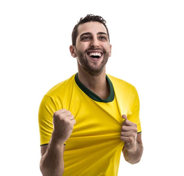Soccer fan celebrating Soccer fan celebrating fan enthusiast stock pictures, royalty-free photos & images