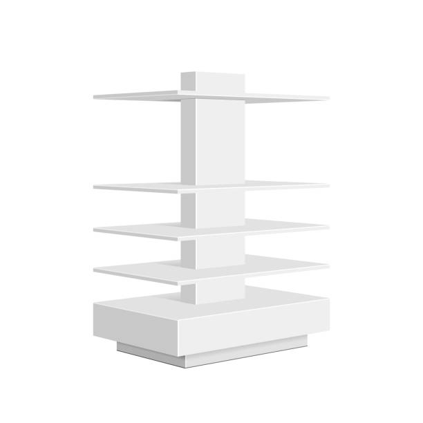 istock Cardboard rack for supermarket. Illustration isolated on white background 884109598
