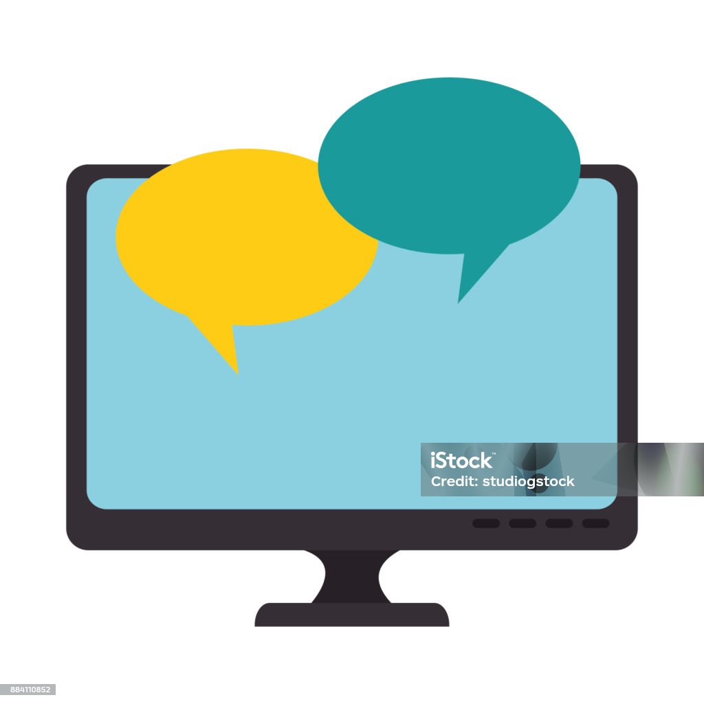 Monitor Computer With Speech Bubbles Stock Illustration - Download ...