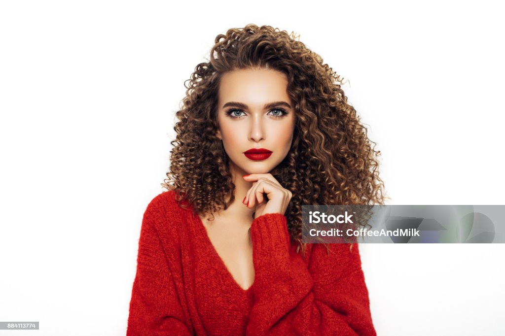 Beautiful woman Curly Hair Stock Photo