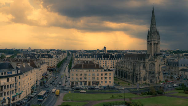 istock the city of Caen under a storm 884116866