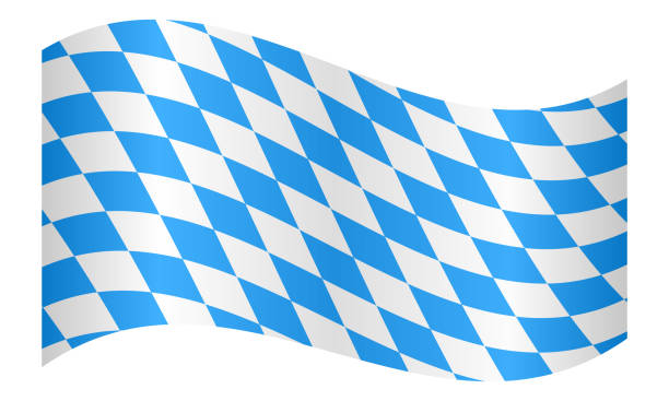 flagge von bayern winken auf weißem hintergrund - bayern stock-grafiken, -clipart, -cartoons und -symbole
