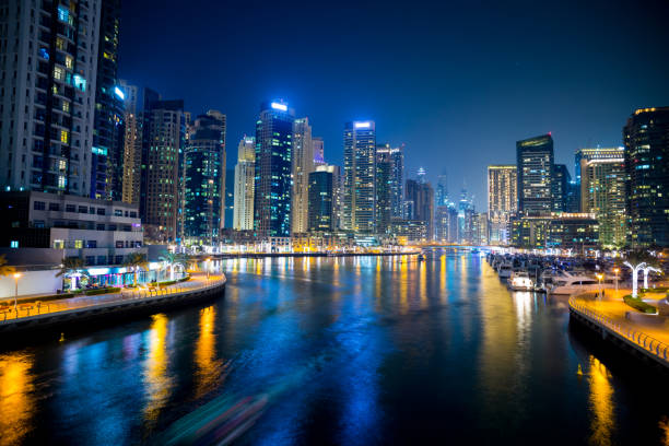 istock Evening view of Dubai Marina 884122364