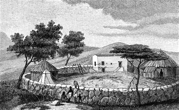 dom na wyżynach abisynii - ethiopian highlands stock illustrations