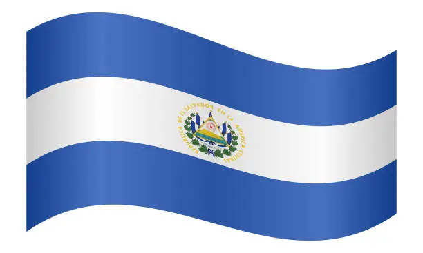 Vector illustration of Flag of El Salvador waving on white background