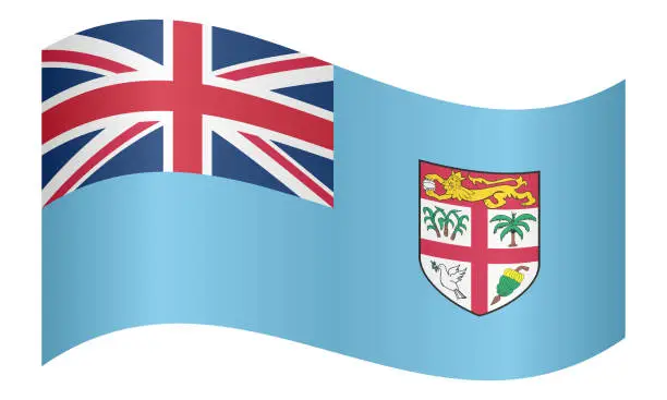 Vector illustration of Flag of Fiji waving on white background