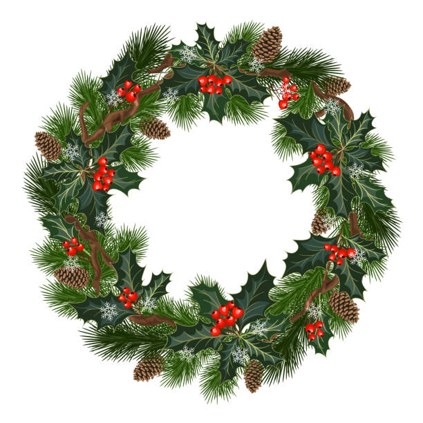 ozdoby świąteczne - wreath stock illustrations