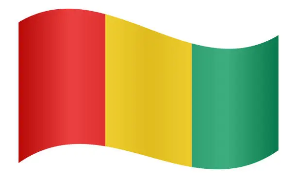 Vector illustration of Flag of Guinea waving on white background