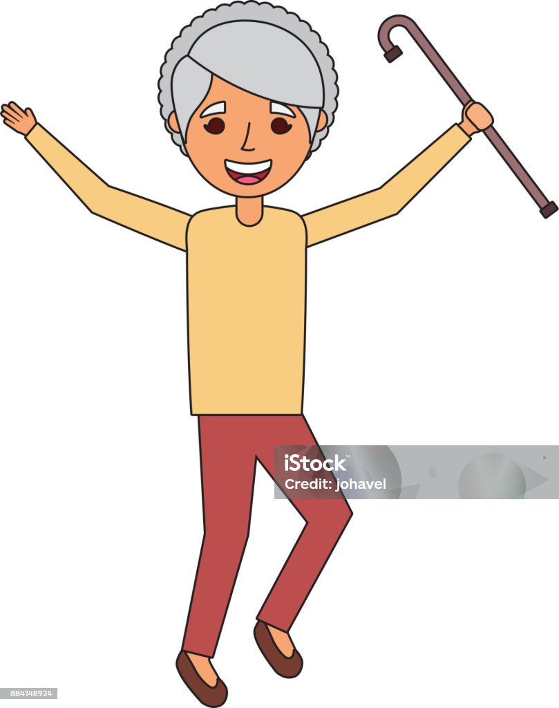 Happy Old Woman Grandma Standing Cartoon Stock Illustration - Download  Image Now - Adult, Adults Only, Cartoon - iStock