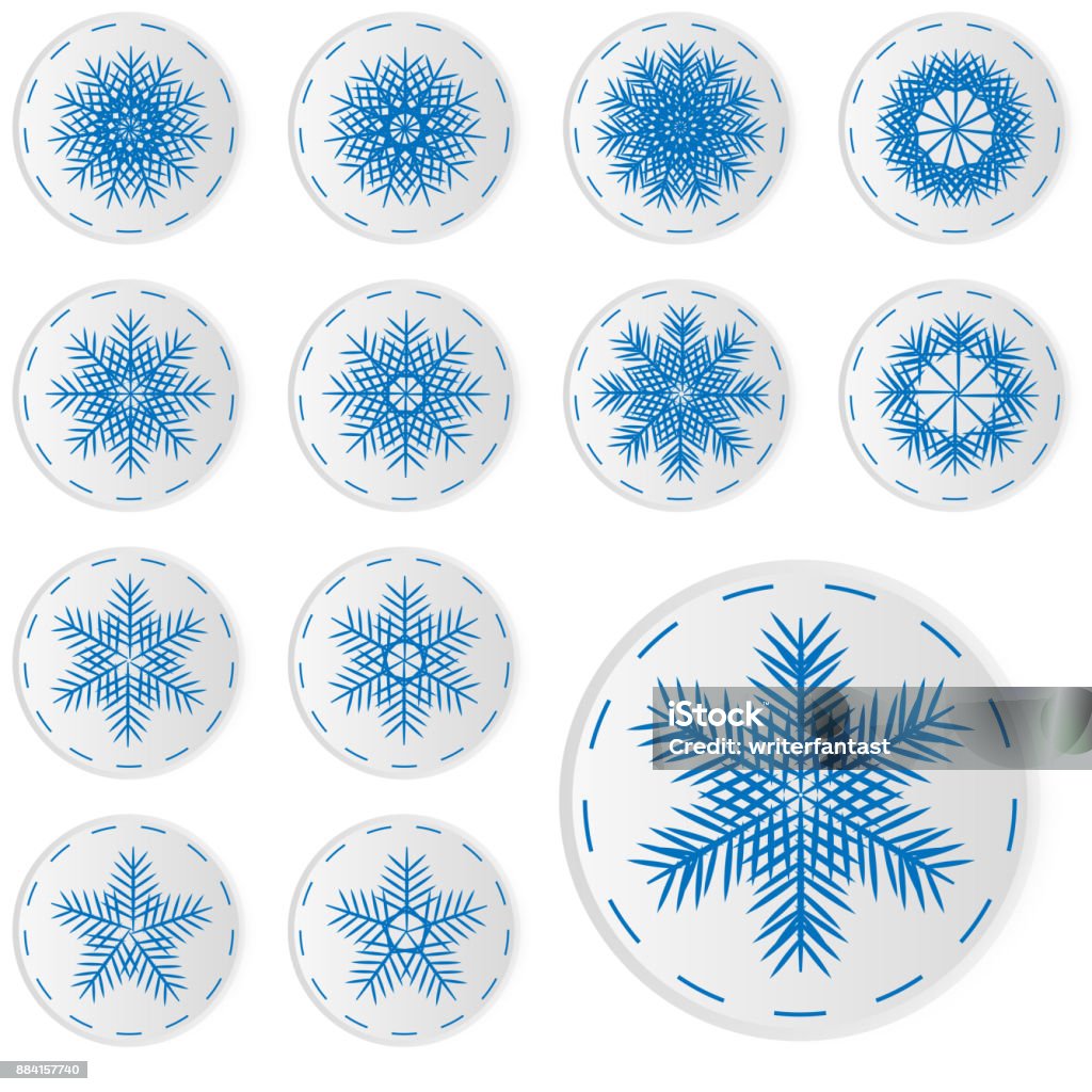Snowflake Stickers Snowflake Winter Set Vector Illustration Stock  Illustration - Download Image Now - iStock