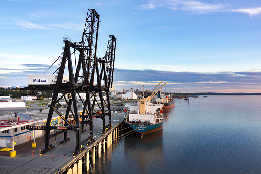 Anchorage, Alaska: View of a containers cranes at the Port Of Anchorage, Alaska, USA.