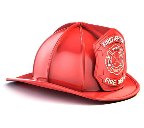 пожарный шлем 3d изолированные иллюстрации - поле шляпы стоковые фото и изображения