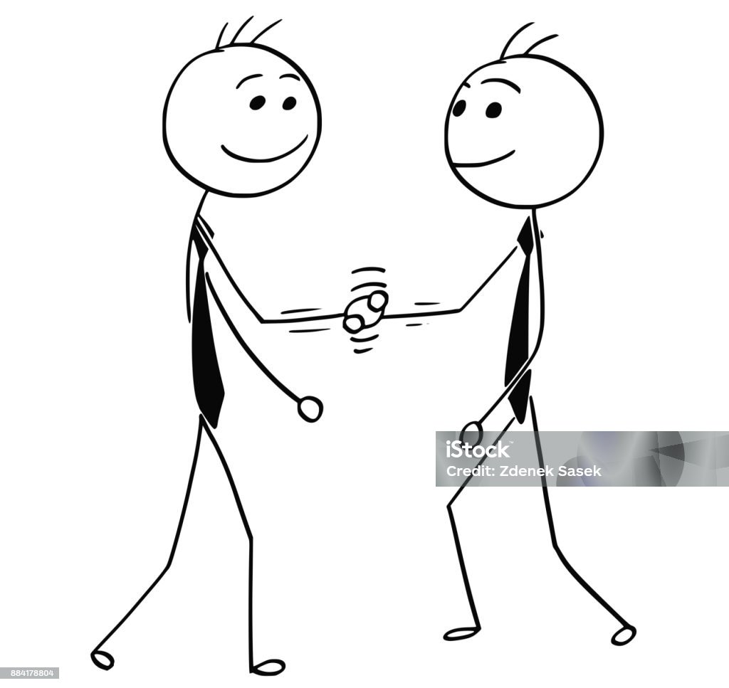 Vector Cartoon Of Two Men Shaking Their Hands Stock Illustration - Download  Image Now - Handshake, Stick Figure, Cute - iStock