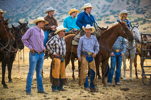 Cowboys socializing at a Rodeo event