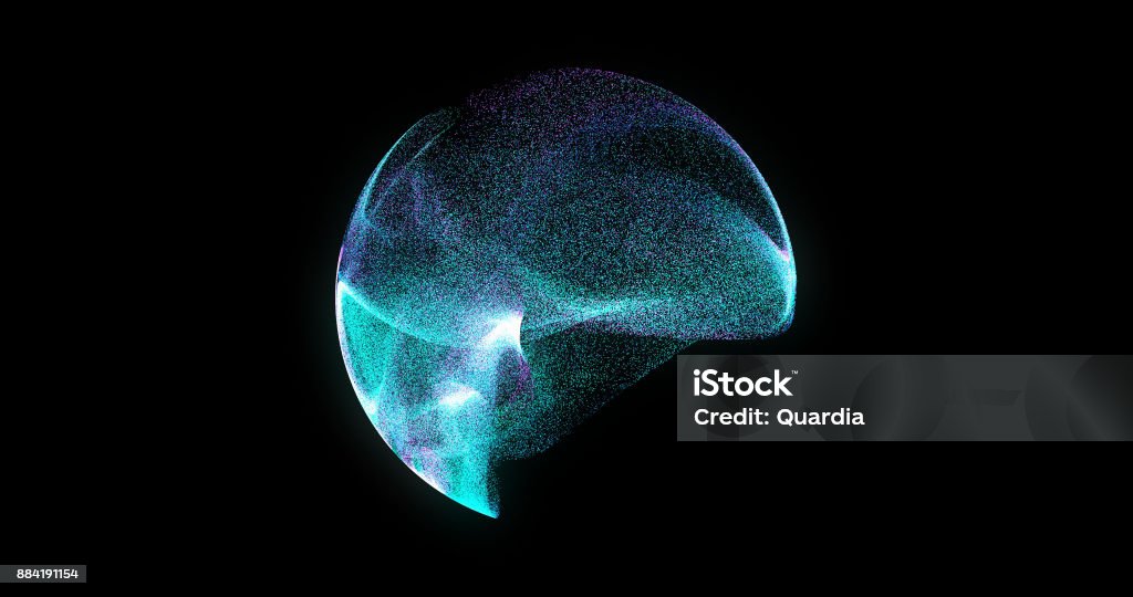 Abstract sphere, consisting of points. Futuristic technology space style. Array with dynamic particles. Modern science and technology element. Sphere Stock Photo