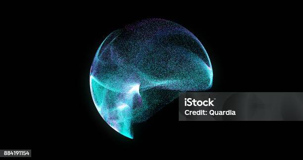 Abstract Sphere Consisting Of Points Stock Photo - Download Image Now - Sphere, Grid Pattern, Glowing
