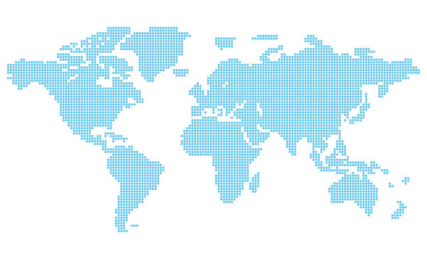 istock Vector map of the world consisting of blue characters 884197422