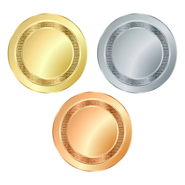 istock The empty vector stamp with the texture of gold silver bronze, which can be used as icons, buttons, coins, medals 884197582
