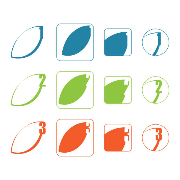 ilustrações de stock, clip art, desenhos animados e ícones de vector labels with different kinds of numbers 1 2 3 blue green and orange - mona lisa