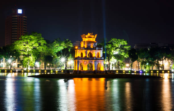 istock Turtle Tower in Hanoi Hoan Kiem lake night view 884224504