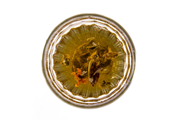 A glass of tea, top view