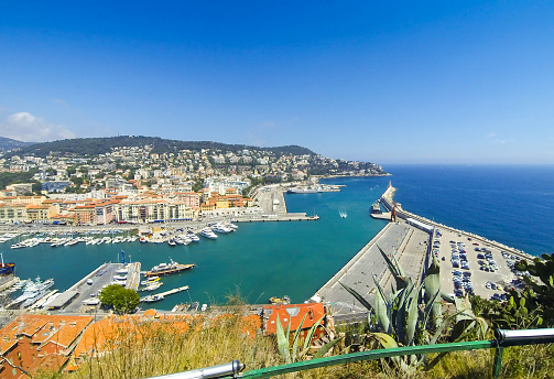 Aerial View on Port of Nice and Luxury Yachts, French Riviera, France